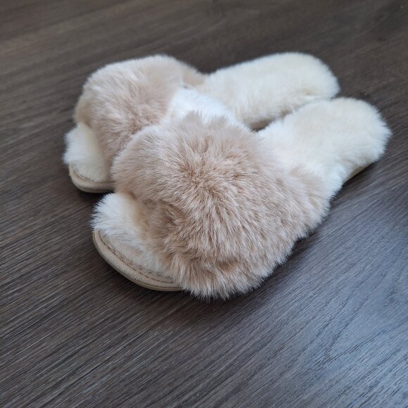 totes toasties™ Faux Fur Open Toe Slide Slippers NWOT - Picture 5 of 5